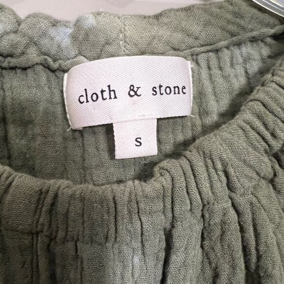 Like New Cloth & Stone Anthropologie Small Tie Dye Long Sleeve Top Raw Hem Green - Picture 3 of 6